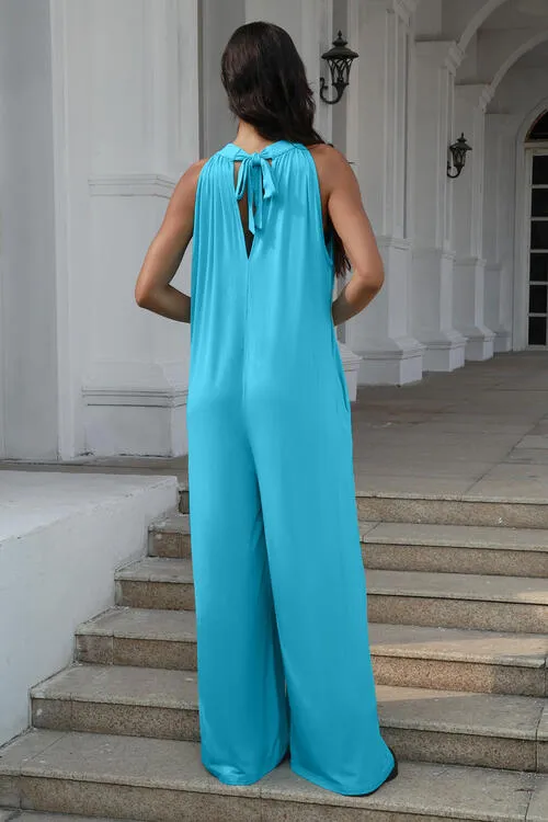 TEEK - Tie Back Cutout Sleeveless Jumpsuit