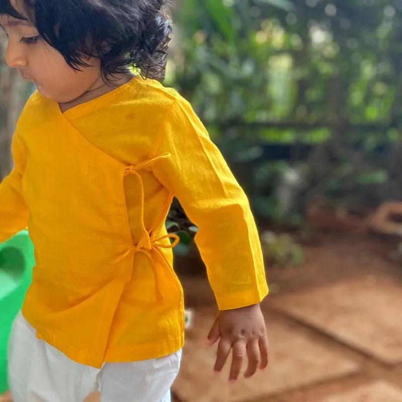 UNISEX ORGANIC YELLOW ANGRAKHA     WHITE PANTS