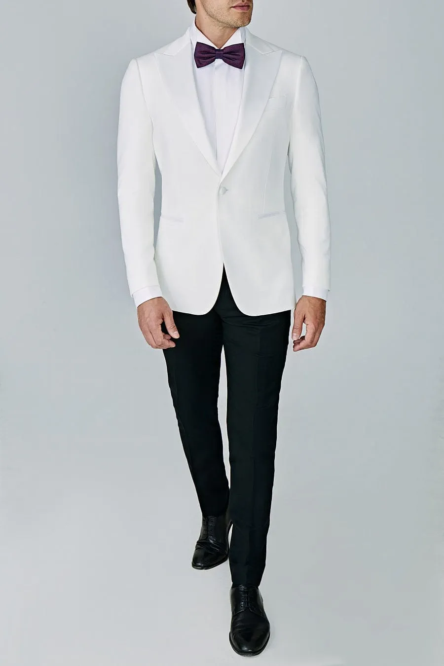 White Peak Lapel Single Button Mens Blazer