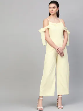 Women Off-White Tie Up Sleeve Detail Jumpsuit