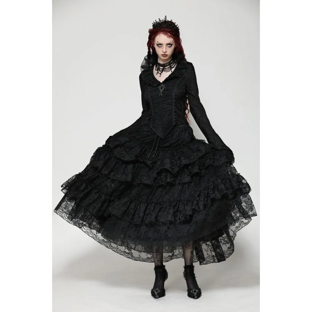 Women's Gothic Layered Lace Long Skirt