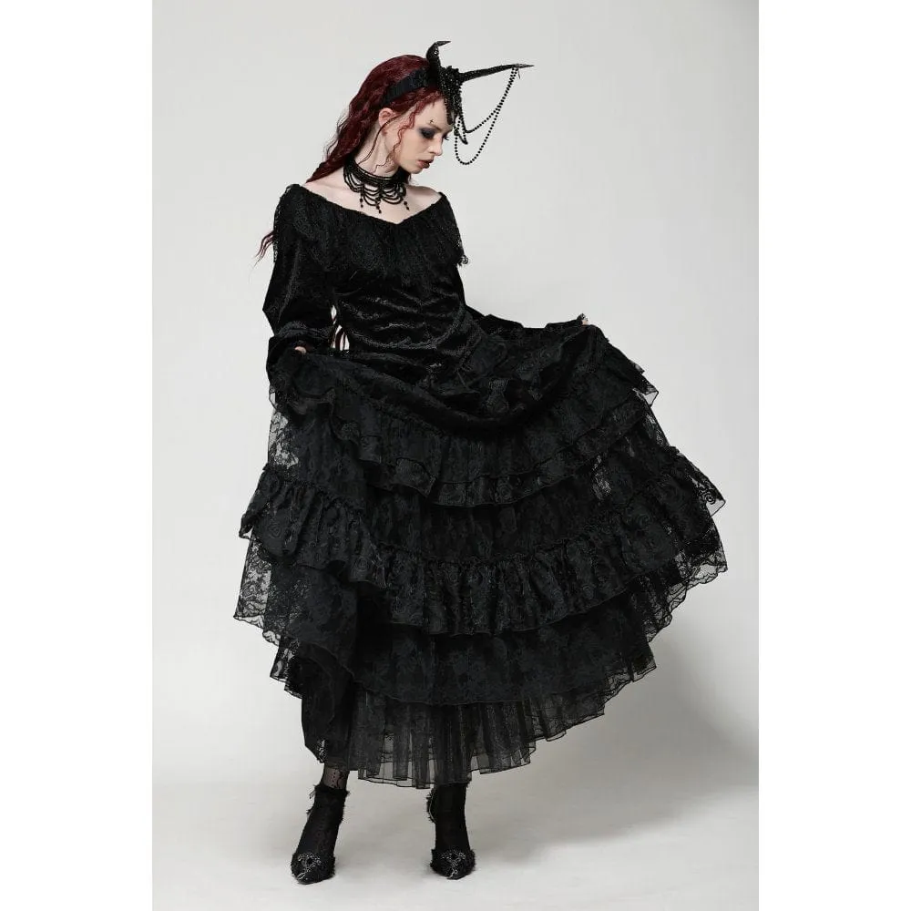 Women's Gothic Layered Lace Long Skirt