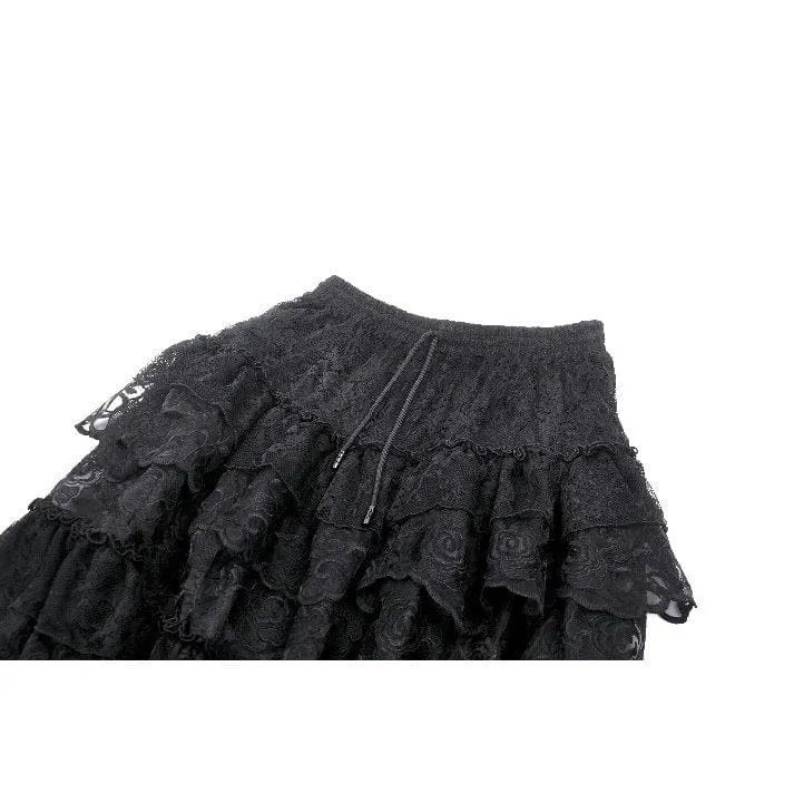 Women's Gothic Layered Lace Long Skirt