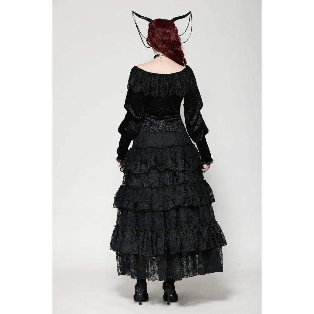 Women's Gothic Layered Lace Long Skirt