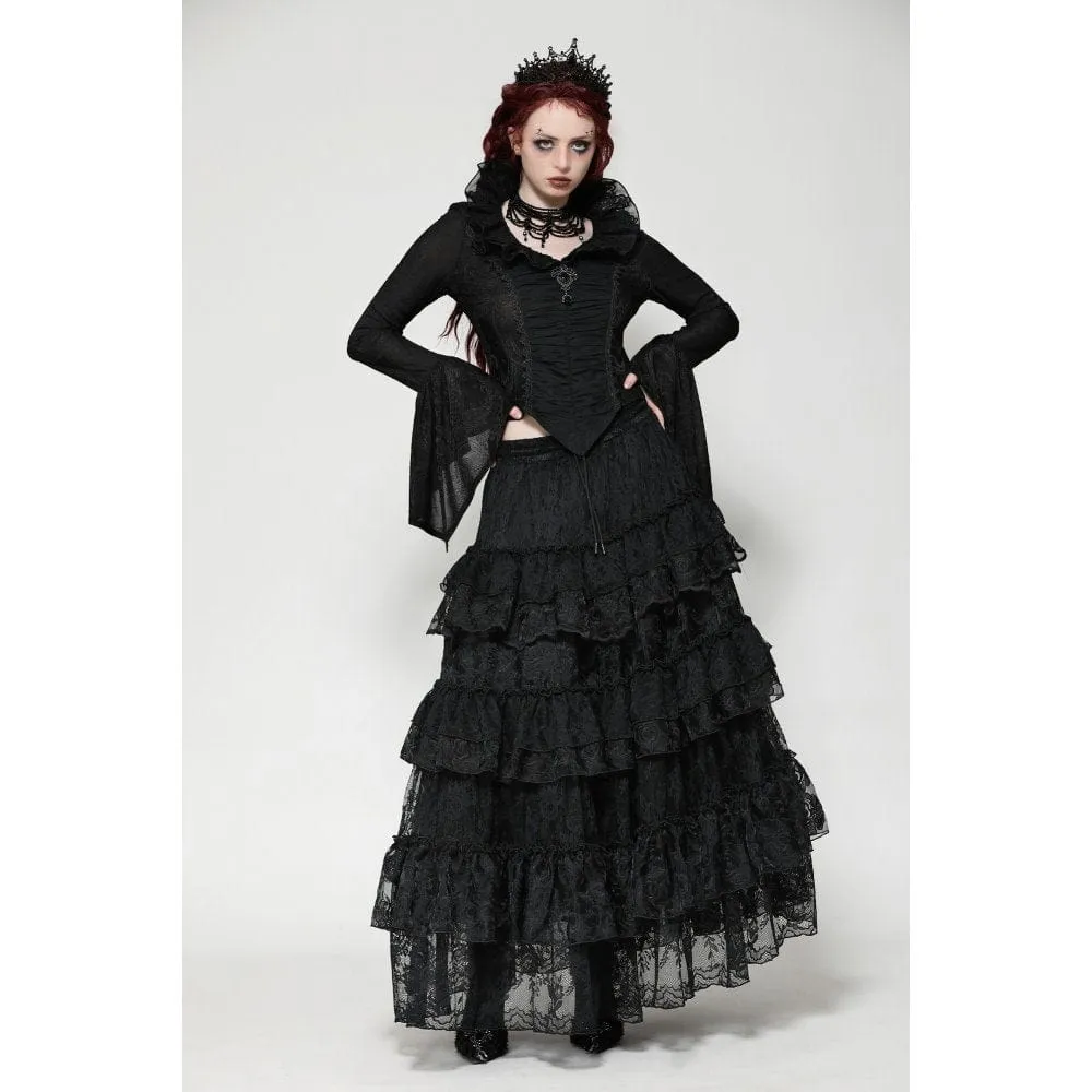 Women's Gothic Layered Lace Long Skirt