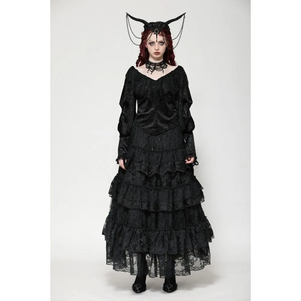 Women's Gothic Layered Lace Long Skirt