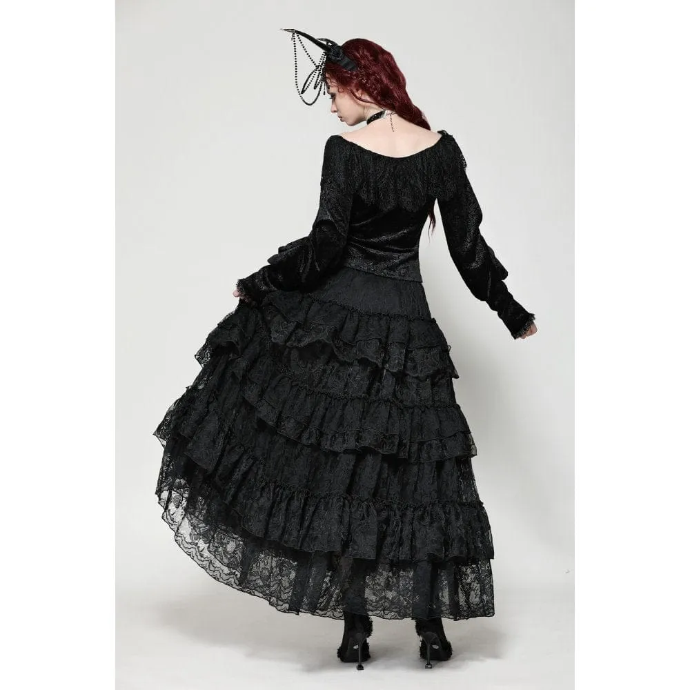 Women's Gothic Layered Lace Long Skirt