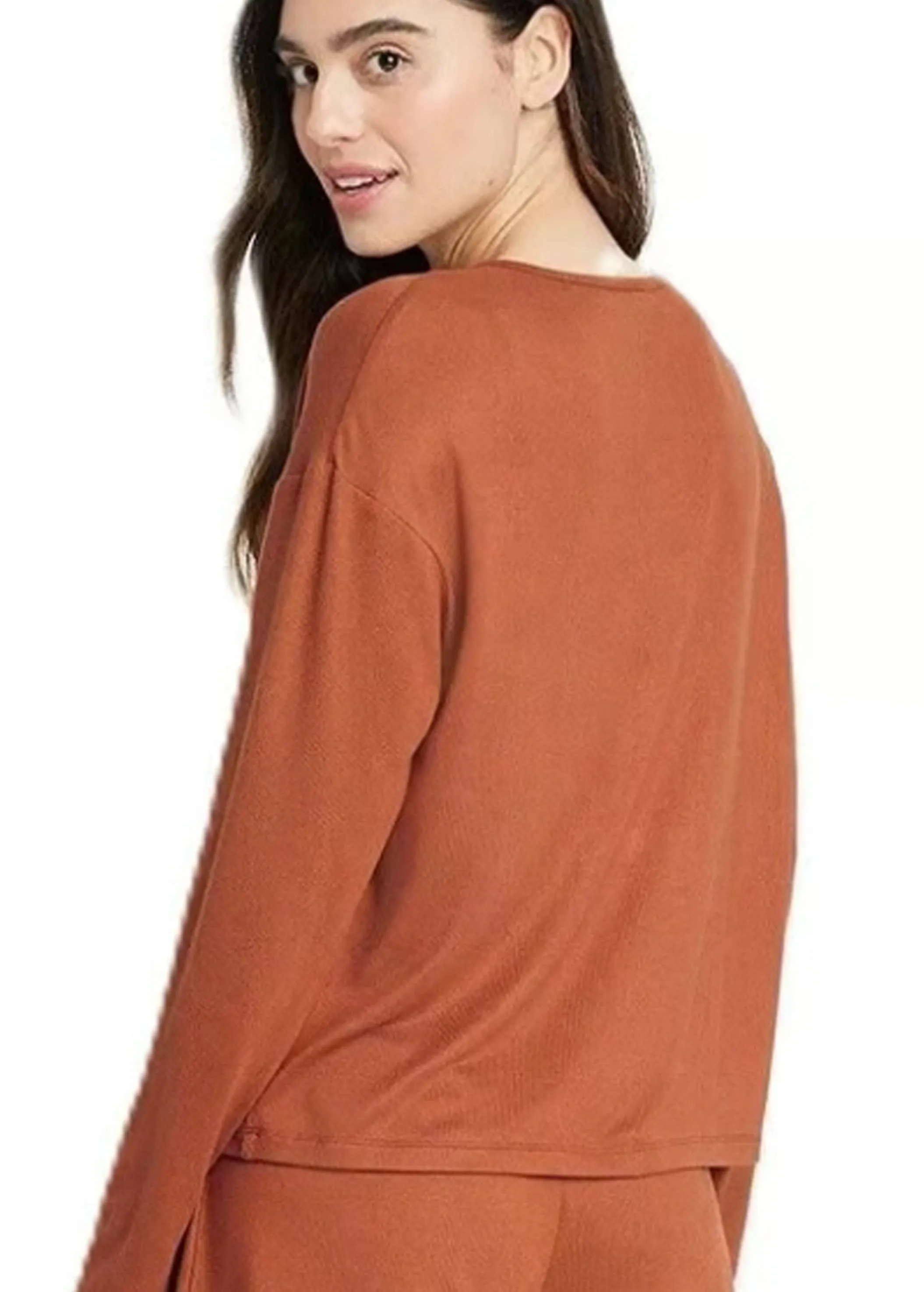 Women's Plain Sleepwear Top,Burnt Orange