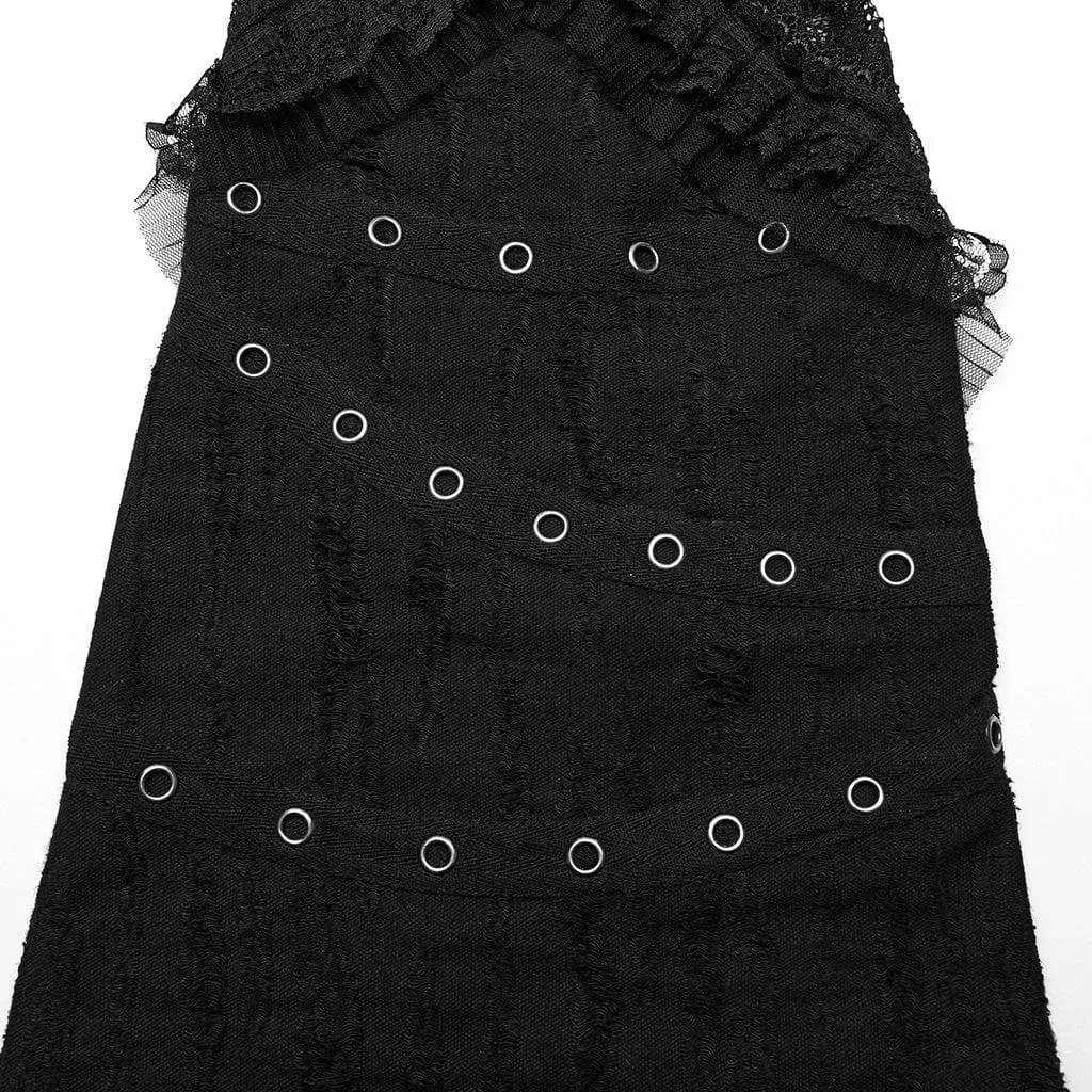 Women's Punk Lace Splice Eyelet Distressed Leg Warmers