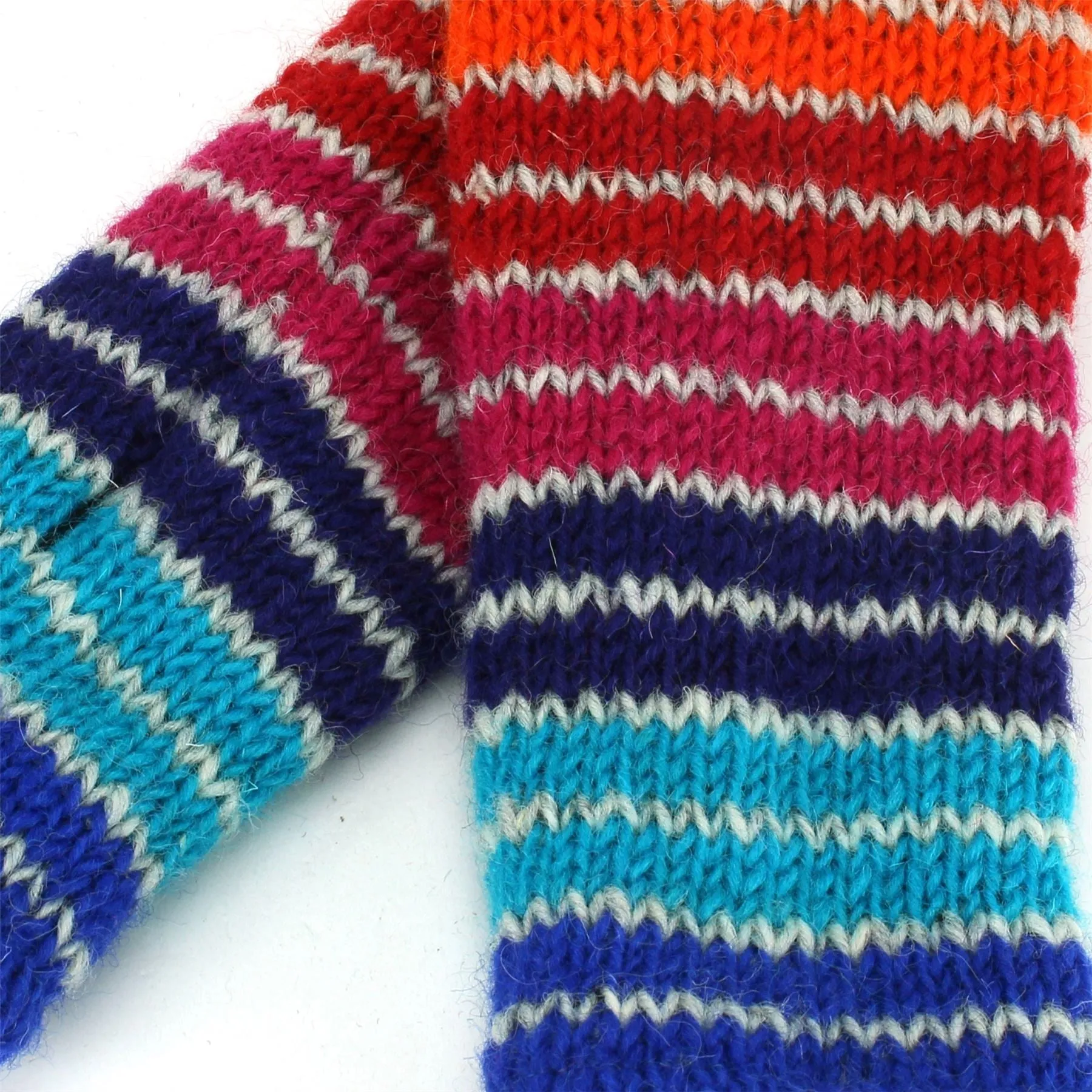 Wool Knit Arm Warmer - Stripe Blue