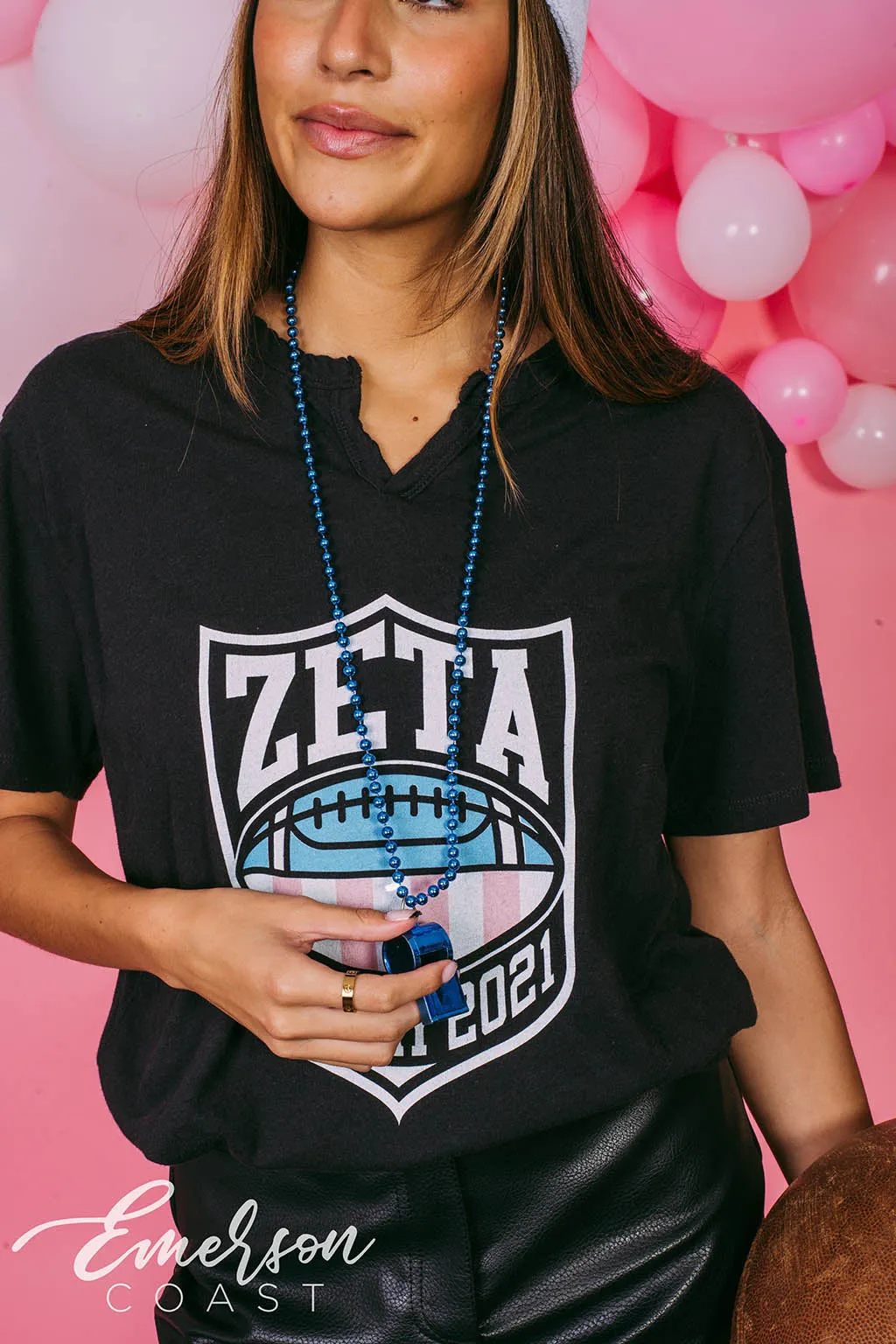 Zeta Tau Alpha Football Bid Day Notch Tee